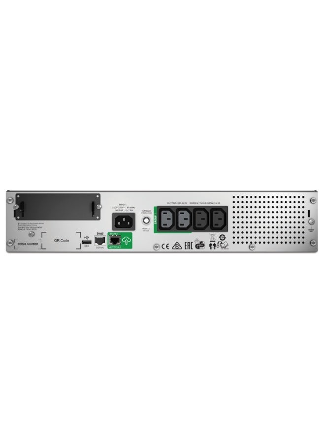 اي بي سي **SMT750RMI2UC | مزوّد طاقة غير منقطع (UPS) من APC طراز Smart‑UPS بقدرة 750 فولت‑أمبير، مزوّد بشاشة LCD، قابل للتركيب على الراك بحجم 2U، يعمل على جهد 230 فولت** - Image 2
